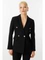 Ekol Kruvaze Yaka Kapak Cepli Kadın Siyah Ceket 04006
