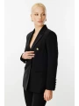 Ekol Kruvaze Yaka Kapak Cepli Kadın Siyah Ceket 04006
