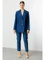 Ekol Kadın Çift Düğmeli İndigo Kap Ceket 04602