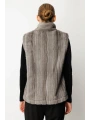 Ekol Çizgi Geçişli Kadın Gri Peluş Yelek 08505