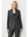 Ekol Çizgili Kapak Cepli Kadın Antrasit Ceket 05127