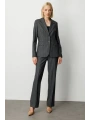Ekol Çizgili Kapak Cepli Kadın Antrasit Ceket 05127