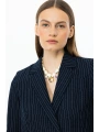 Ekol Çizgili Kadın Lacivert Mini Ceket 04108