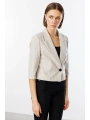 Ekol Kadın Çizgili Yarım Kol Bej Ceket 04048