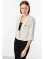 Ekol Kadın Çizgili Yarım Kol Bej Ceket 04048