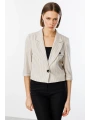 Ekol Kadın Çizgili Yarım Kol Bej Ceket 04048