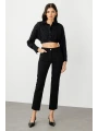 Ekol Dar Paça Siyah Kadın Kumaş Pantolon 02142