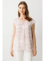 Ekol Desenli Pembe Kadın Şifon Bluz 03624