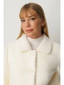 Ekol Düğmeli Peluş Kadın Ekru Manto 06025