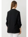 Ekol İçlikli Siyah Kadın Keten Kap 07578