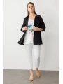 Ekol İçlikli Siyah Kadın Keten Kap 07578