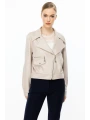 Ekol Kadın Baskılı Kum Renk Nubuk Ceket 06012