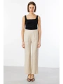 Ekol Kadın Bel Lastikli Bol Paça Bej Pantolon 04110