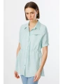 Ekol Kadın Belden Büzgülü Ön Düğmeli Mint Yeşili Bluz 03342
