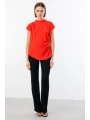 Ekol Kadın Belden Degajeli Mercan Renk Bluz 03038