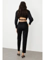 Ekol Kadın Beli Lastikli Cepli Siyah Pantolon 02070