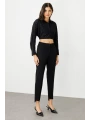 Ekol Kadın Beli Lastikli Cepli Siyah Pantolon 02070
