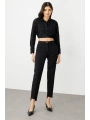 Ekol Kadın Beli Lastikli Cepli Siyah Pantolon 02070