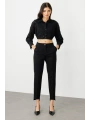 Ekol Kadın Beli Lastikli Cepli Siyah Pantolon 02070