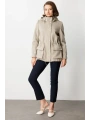 Ekol Kadın Beli Lastikli Kapüşonlu Vizon Manto 06041
