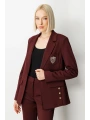 Ekol Kadın Cebi Armalı Süs Düğmeli Bordo Ceket 05033