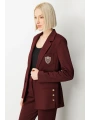Ekol Kadın Cebi Armalı Süs Düğmeli Bordo Ceket 05033