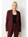 Ekol Kadın Cebi Armalı Süs Düğmeli Bordo Ceket 05033
