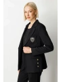 Ekol Kadın Cebi Armalı Süs Düğmeli Siyah Ceket 05033