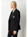 Ekol Kadın Cebi Armalı Süs Düğmeli Siyah Ceket 05033