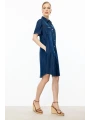 Ekol Kadın Çıt Çıtlı İndigo Kot Elbise 05022