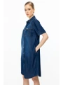 Ekol Kadın Çıt Çıtlı İndigo Kot Elbise 05022