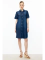 Ekol Kadın Çıt Çıtlı İndigo Kot Elbise 05022