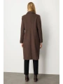 Ekol Kadın Çıtçıtlı Uzun Kahverengi Manto 06075