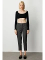 Ekol Kadın Desenli Siyah Dar Paça Pantolon 01067