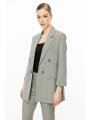 Ekol Kadın Duble Kol Ekoseli Gri Ceket 04086