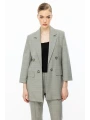 Ekol Kadın Duble Kol Ekoseli Gri Ceket 04086