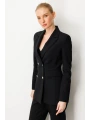 Ekol Kadın Gold Düğmeli Siyah Ceket 05025