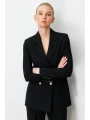 Ekol Kadın Gold Düğmeli Siyah Ceket 05025