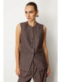 Ekol Kadın Gümüş Düğmeli Bordo Yelek 05165