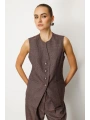 Ekol Kadın Gümüş Düğmeli Bordo Yelek 05165