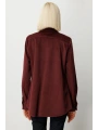 Ekol Kadın İnce Fitilli Bordo Kadife Bluz 03045