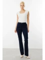 Ekol Kadın İspanyol Paça Lacivert Kumaş Pantolon 02074