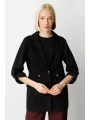Ekol Kadın Kapak Cepli Siyah Güderi Ceket 05063