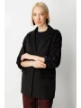 Ekol Kadın Kapak Cepli Siyah Güderi Ceket 05063