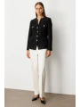 Ekol Kadın Kapak Cepli Siyah Tüvit Ceket 05043