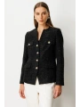 Ekol Kadın Kapak Cepli Siyah Tüvit Ceket 05043