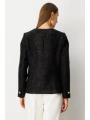 Ekol Kadın Kapak Cepli Siyah Tüvit Ceket 05043