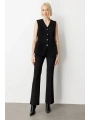 Ekol Kadın Kapak Cepli V Yaka Siyah Yelek 05037