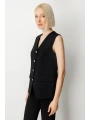 Ekol Kadın Kapak Cepli V Yaka Siyah Yelek 05037