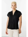 Ekol Kadın Kendinden Kırışık Desenli Kolsuz Siyah Bluz 03046